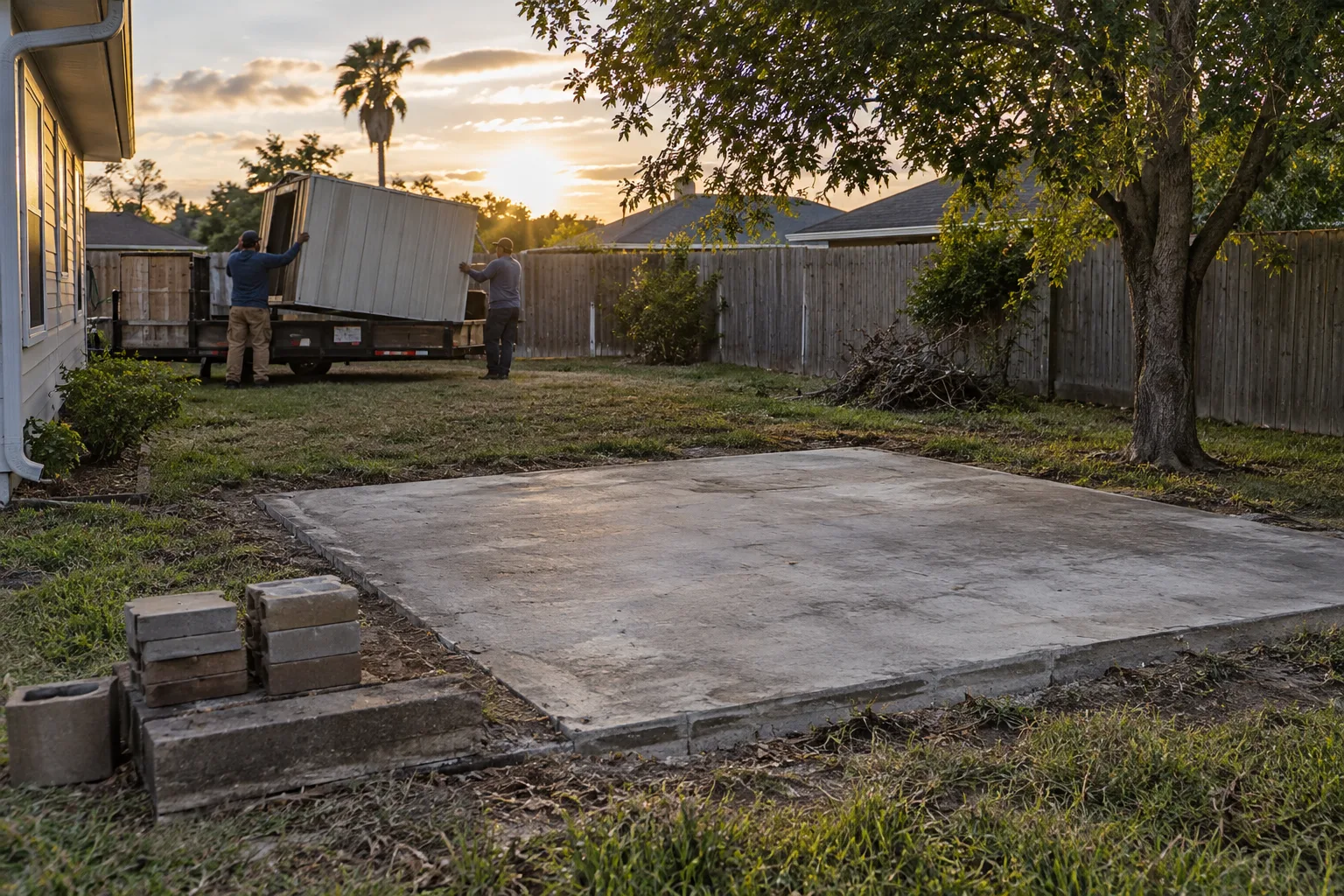 Materials organized during shed removal